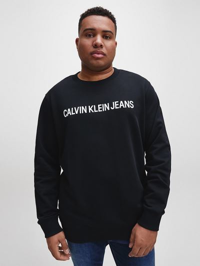 Calvin Klein Ruhák HU688655 | Calvin Klein Plus Size Logo Férfi Pulóver Fekete